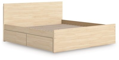 Onita King Panel Platform Bed with 2 Side Storage - Light Brown Storage Bed modern furniture Contempo Furniture