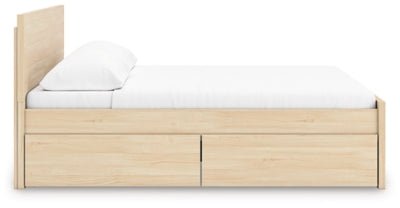 Onita King Panel Platform Bed with 2 Side Storage - Light Brown Storage Bed modern furniture Contempo Furniture