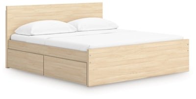 Onita King Panel Platform Bed with 2 Side Storage - Light Brown Storage Bed modern furniture Contempo Furniture