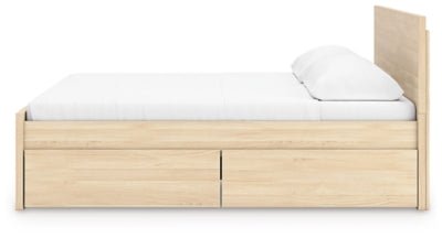 Onita King Panel Platform Bed with 2 Side Storage - Light Brown Storage Bed modern furniture Contempo Furniture