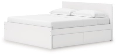 Onita King Panel Platform Bed with 2 Side Storage - White Storage Bed modern furniture Contempo Furniture