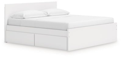 Onita King Panel Platform Bed with 2 Side Storage - White Storage Bed modern furniture Contempo Furniture