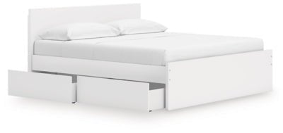 Onita King Panel Platform Bed with Storage - White Storage Bed modern furniture Contempo Furniture