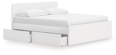Onita King Panel Platform Bed with Storage - White Storage Bed modern furniture Contempo Furniture