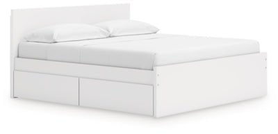 Onita King Panel Platform Bed with Storage - White Storage Bed modern furniture Contempo Furniture