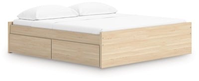 Onita King Platform Bed with 1 Side Storage - Light Brown Storage Bed modern furniture Contempo Furniture