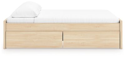 Onita King Platform Bed with 1 Side Storage - Light Brown Storage Bed modern furniture Contempo Furniture