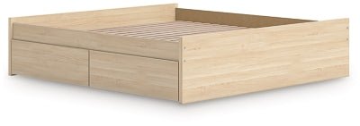 Onita King Platform Bed with 1 Side Storage - Light Brown Storage Bed modern furniture Contempo Furniture