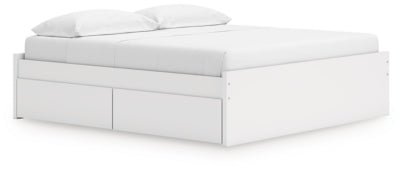 Onita King Platform Bed with 1 Side Storage - White Storage Bed modern furniture Contempo Furniture