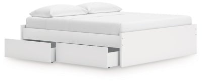 Onita King Platform Bed with 1 Side Storage - White Storage Bed modern furniture Contempo Furniture