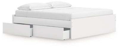 Onita King Platform Bed with 1 Side Storage - White Storage Bed modern furniture Contempo Furniture