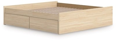 Onita King Platform Bed with 2 Side Storage - Light Brown Storage Bed modern furniture Contempo Furniture