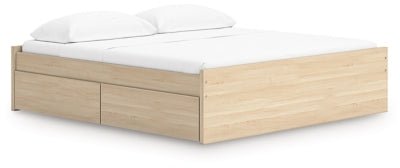 Onita King Platform Bed with 2 Side Storage - Light Brown Storage Bed modern furniture Contempo Furniture