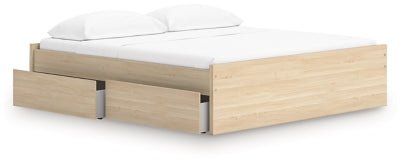 Onita King Platform Bed with 2 Side Storage - Light Brown Storage Bed modern furniture Contempo Furniture