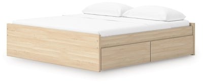 Onita King Platform Bed with 2 Side Storage - Light Brown Storage Bed modern furniture Contempo Furniture