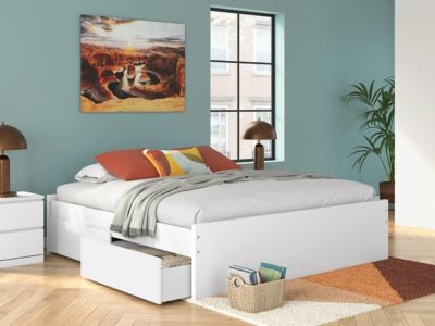 Onita King Platform Bed with 2 Side Storage - White Storage Bed modern furniture Contempo Furniture