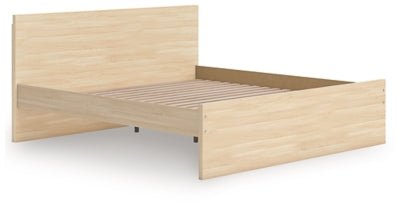 Onita Queen Panel Platform Bed - Light Brown Panel Bed modern furniture Contempo Furniture