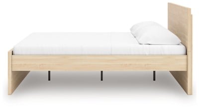 Onita Queen Panel Platform Bed - Light Brown Panel Bed modern furniture Contempo Furniture
