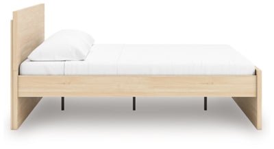 Onita Queen Panel Platform Bed - Light Brown Panel Bed modern furniture Contempo Furniture