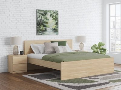 Onita Queen Panel Platform Bed - Light Brown Panel Bed modern furniture Contempo Furniture