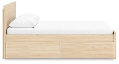 Onita Queen Panel Platform Bed with 1 Side Storage - Light Brown Storage Bed modern furniture Contempo Furniture
