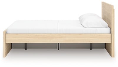 Onita Queen Panel Platform Bed with 1 Side Storage - Light Brown Storage Bed modern furniture Contempo Furniture