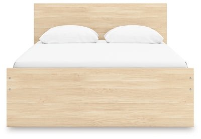 Onita Queen Panel Platform Bed with 1 Side Storage - Light Brown Storage Bed modern furniture Contempo Furniture
