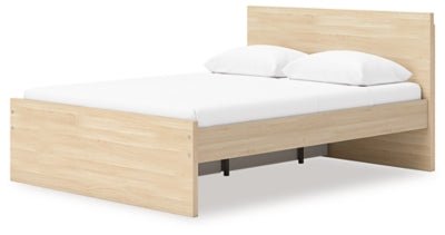 Onita Queen Panel Platform Bed with 1 Side Storage - Light Brown Storage Bed modern furniture Contempo Furniture