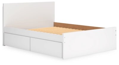 Onita Queen Panel Platform Bed with 1 Side Storage - White Storage Bed modern furniture Contempo Furniture