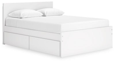 Onita Queen Panel Platform Bed with 1 Side Storage - White Storage Bed modern furniture Contempo Furniture