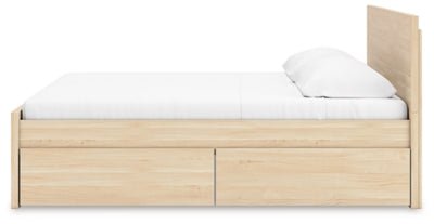 Onita Queen Panel Platform Bed with 2 Side Storage - Light Brown Storage Bed modern furniture Contempo Furniture