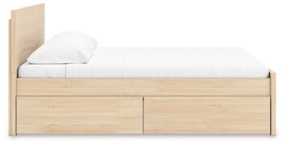 Onita Queen Panel Platform Bed with 2 Side Storage - Light Brown Storage Bed modern furniture Contempo Furniture