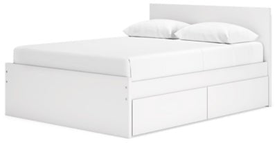 Onita Queen Panel Platform Bed with 2 Side Storage - White Storage Bed modern furniture Contempo Furniture