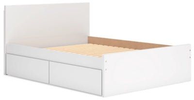 Onita Queen Panel Platform Bed with 2 Side Storage - White Storage Bed modern furniture Contempo Furniture