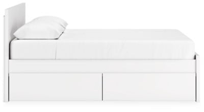 Onita Queen Panel Platform Bed with 2 Side Storage - White Storage Bed modern furniture Contempo Furniture