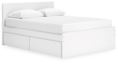 Onita Queen Panel Platform Bed with 2 Side Storage - White Storage Bed modern furniture Contempo Furniture