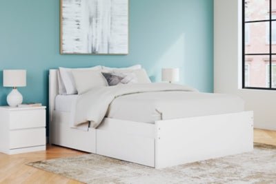 Onita Queen Panel Platform Bed with 2 Side Storage - White Storage Bed modern furniture Contempo Furniture