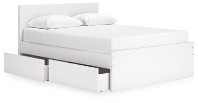 Onita Queen Panel Platform Bed with 2 Side Storage - White Storage Bed modern furniture Contempo Furniture