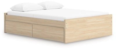 Onita Queen Platform Bed with 1 Side Storage - Light Brown Storage Bed modern furniture Contempo Furniture