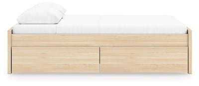 Onita Queen Platform Bed with 1 Side Storage - Light Brown Storage Bed modern furniture Contempo Furniture