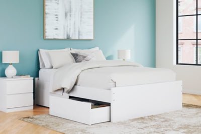 Onita Queen Platform Bed with 1 Side Storage - White Storage Bed modern furniture Contempo Furniture
