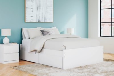 Onita Queen Platform Bed with 1 Side Storage - White Storage Bed modern furniture Contempo Furniture