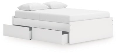 Onita Queen Platform Bed with 1 Side Storage - White Storage Bed modern furniture Contempo Furniture