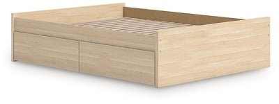 Onita Queen Platform Bed with 2 Side Storage - Light Brown Storage Bed modern furniture Contempo Furniture
