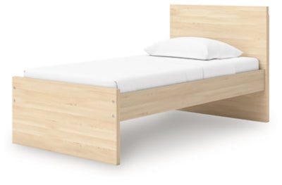 Onita Twin Panel Platform Bed - Light Brown Panel Bed modern furniture Contempo Furniture