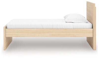 Onita Twin Panel Platform Bed - Light Brown Panel Bed modern furniture Contempo Furniture