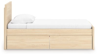 Onita Twin Panel Platform Bed with 1 Side Storage - Light Brown Storage Bed modern furniture Contempo Furniture