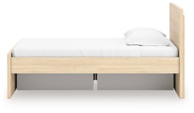 Onita Twin Panel Platform Bed with 1 Side Storage - Light Brown Storage Bed modern furniture Contempo Furniture