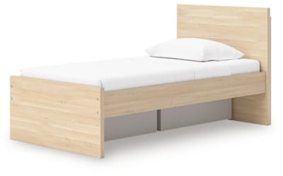Onita Twin Panel Platform Bed with 1 Side Storage - Light Brown Storage Bed modern furniture Contempo Furniture