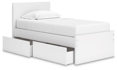 Onita Twin Panel Platform Bed with 1 Side Storage - White Storage Bed modern furniture Contempo Furniture
